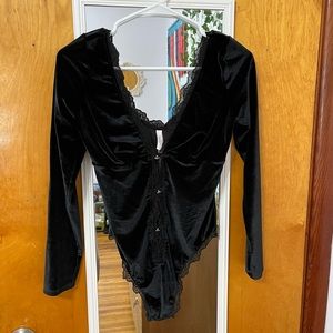 NWOT Victoria’s Secret Velvet Lace Bodysuit